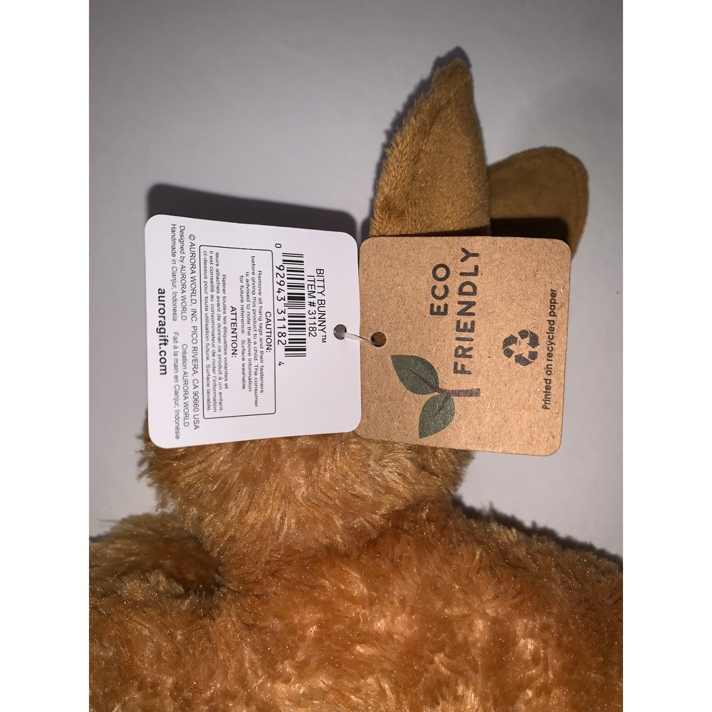 Aurora World Bitty Bunny Brown Plush Stuffed Animal Eco Friendly 31182 NEW - Picture 8 of 12